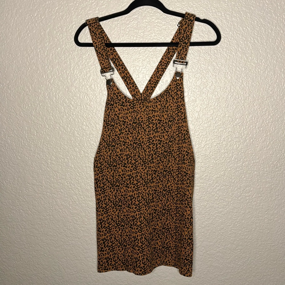 Forever 21 Cheetah Print Mini OverAll Dress, Medium